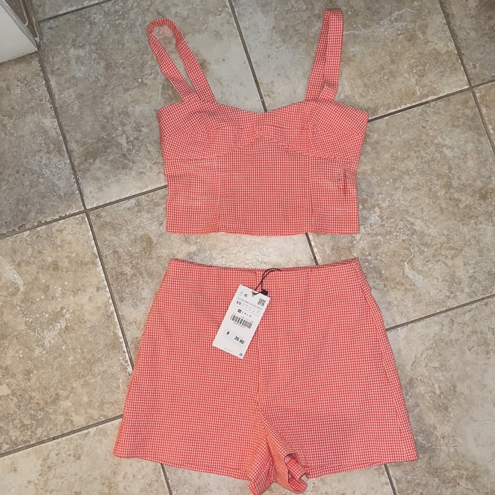 Zara gingham set XS